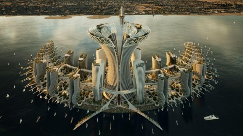Плавучий медицинский остров в Дубае от Kalbod Studio
